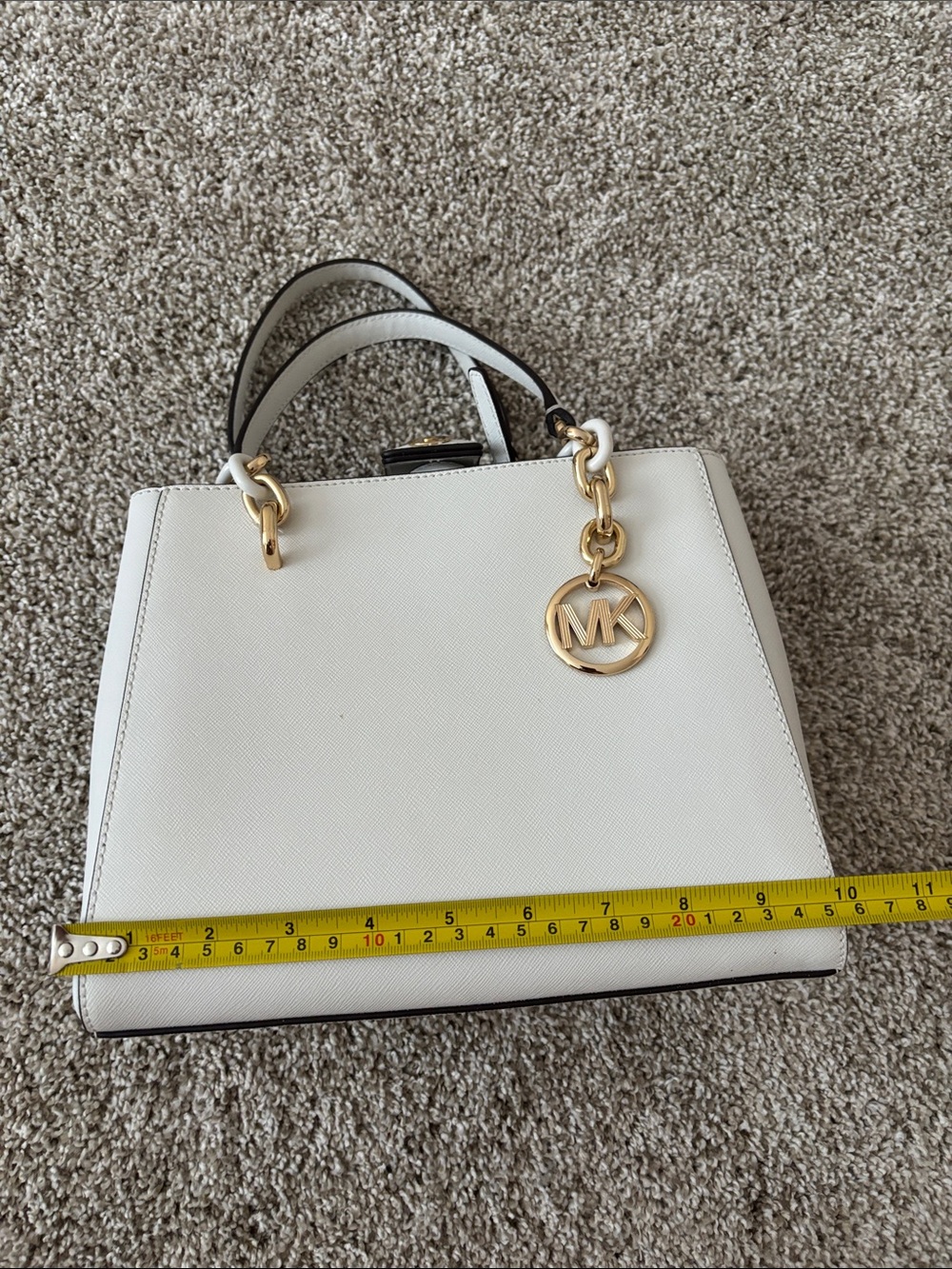Small Michael Kors Cream Satchel with Gold Accents - Picture 6 of 7